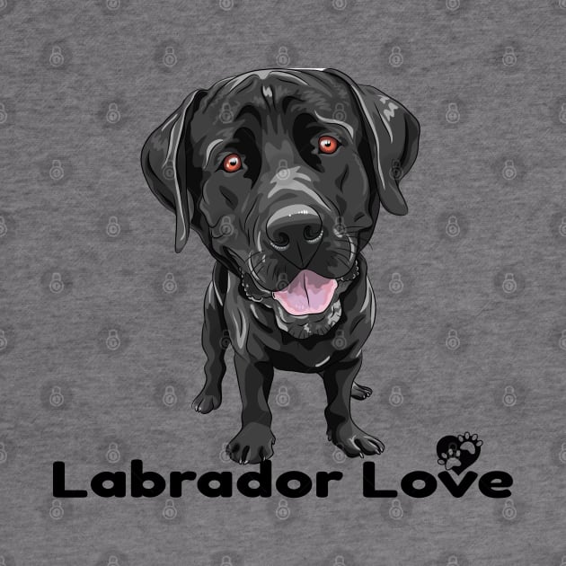 Black Lab Labrador Retriever Love Paw Logo Cartoon Dog by SistersRock